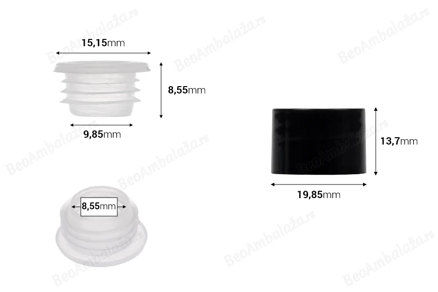 Plastični zatvarač PP18 sa unutrašnjom zaptivkom i plastičnim čepom, u više boja - 20 kom-dimenzije_slike