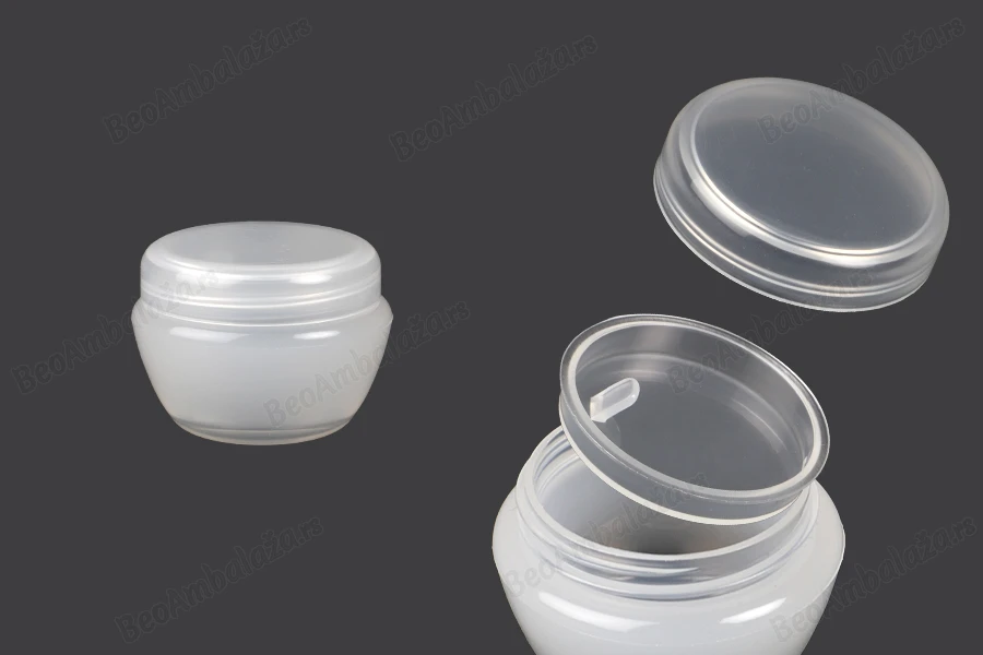 Akrilna prozirno-bela kutijica 10mL za kreme sa zatvaračem i plastičnim međupoklopcem - 12 kom-slika_proizvoda