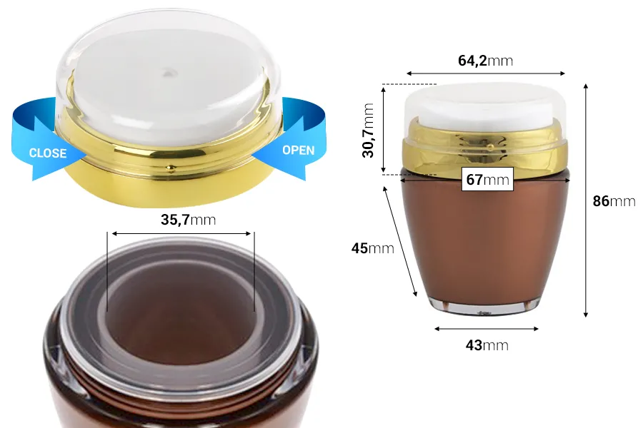 Plastična airless kutijica od 30mL sa poklopcem, u raznim bojama-dimenzije_slike