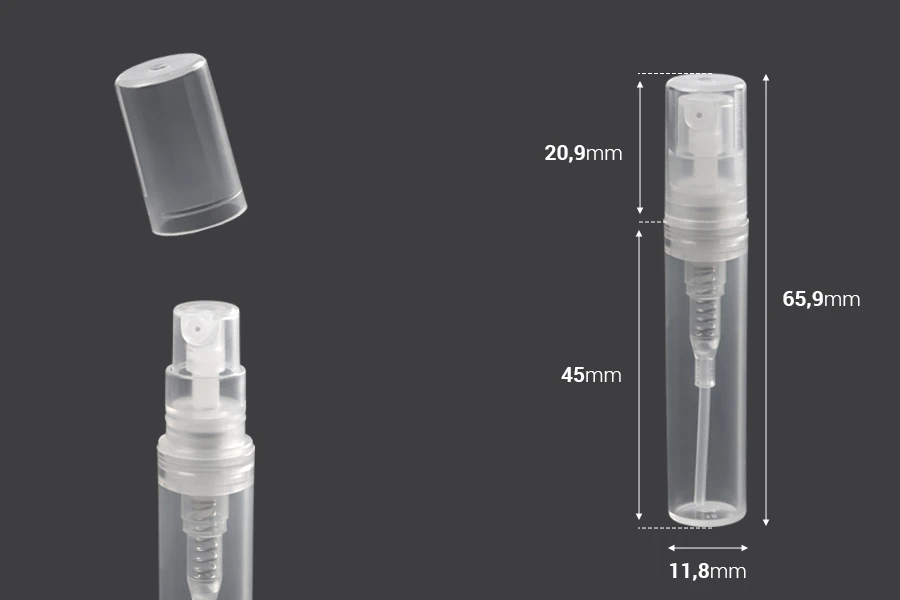 Providna plastična tester bočica 3mL za parfeme, sa sprejom i zatvaračem - 50 kom Providna plastična tester bočica 3mL za parfeme, sa sprejom i zatvaračem - 50 kom