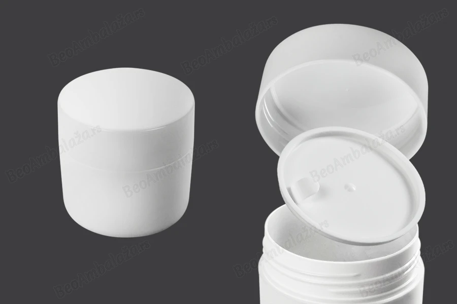 Plastična bela kutijica 50mL sa međupoklopcem i zatvaračem - 12 kom-slika_proizvoda