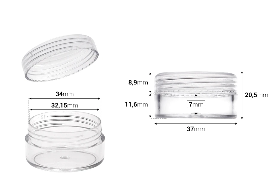 Akrilna providna kutijica 10mL sa providnim zatvaračem - 12 kom Akrilna providna kutijica 10mL sa providnim zatvaračem - 12 kom