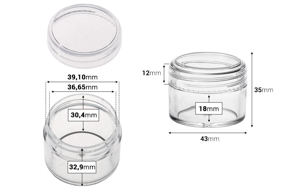 Akrilna providna kutijica 30mL sa providnim zatvaračem - 12 kom Akrilna providna kutijica 30mL sa providnim zatvaračem - 12 kom