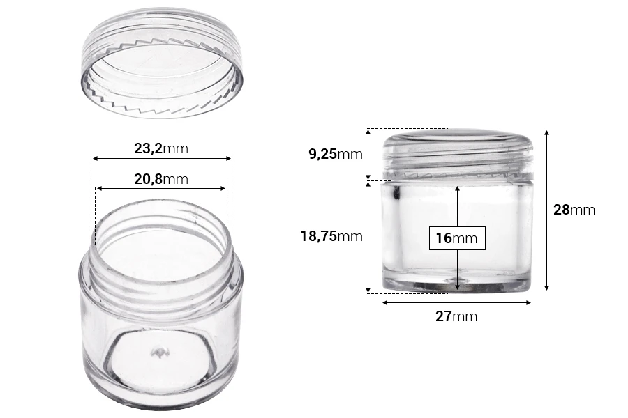 Plastična providna kutijica 7mL sa providnim zatvaračem - 50 kom-dimenzije_slike