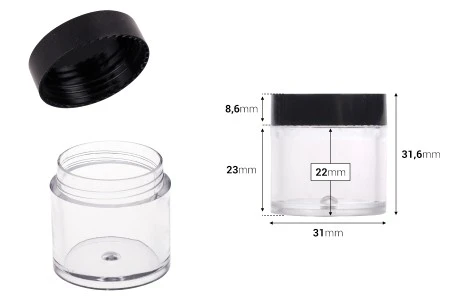 Plastična providna kutijica 10mL sa crnim zatvaračem - 12 kom-2
