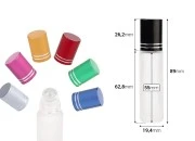 Staklena peskirana roll-on bočica 10mL sa staklenom kuglicom i zatvaračem u raznim bojama - 12 kom