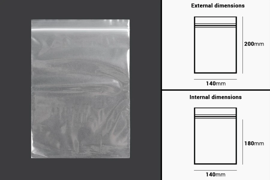 Plastična kesica 140x200mm, providna i sa belim zip zatvaračem - 100 kom Plastična kesica 140x200mm, providna i sa belim zip zatvaračem - 100 kom-dimenzije_slike