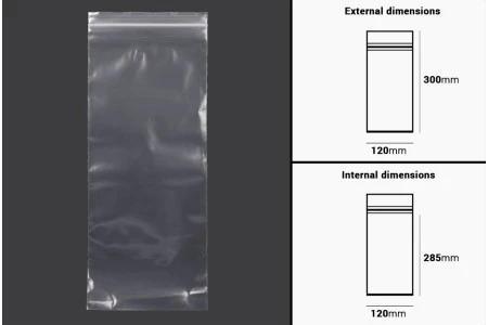 Plastična kesica 120x300mm, providna i sa belim zip zatvaračem - 100 kom-2