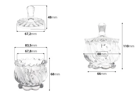 Dekorativna staklena posuda 140mL sa poklopcem, 88x110mm-2