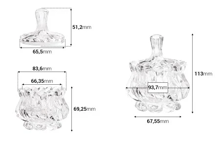 Dekorativna staklena fondanjera 140mL, sa poklopcem-2
