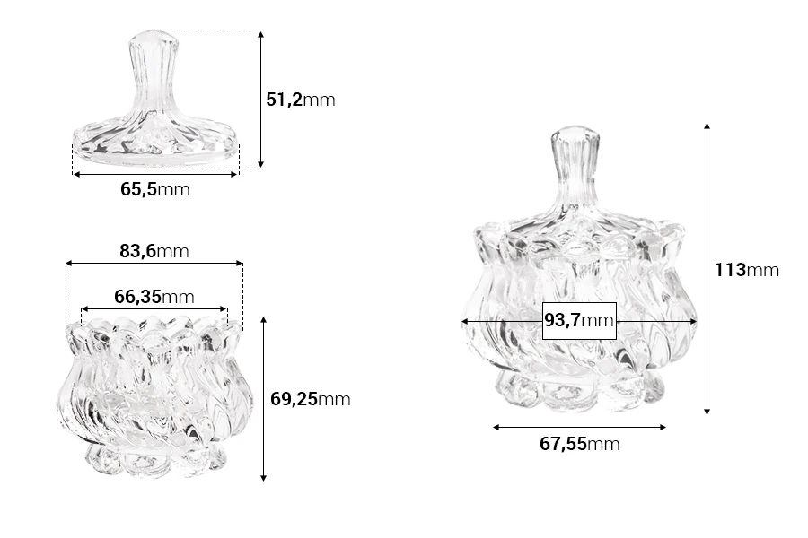 Dekorativna staklena fondanjera 140mL, sa poklopcem Dekorativna staklena fondanjera 140mL, sa poklopcem