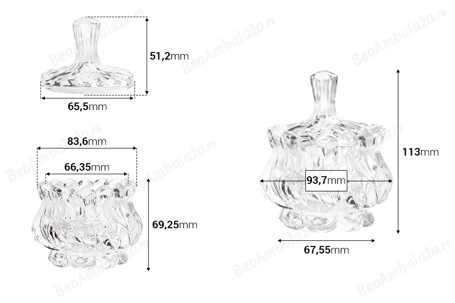 Dekorativna staklena fondanjera 140mL, sa poklopcem-dimenzije_slike
