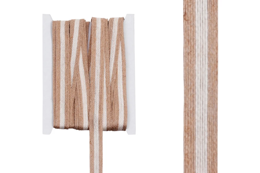 Ukrasna “gro”  traka od lana, dvobojna (bež/smeđa) 17mmx10m-slika_proizvoda