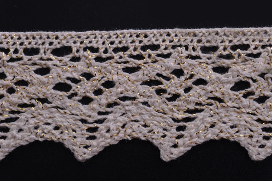 Bež pamučna čipka sa metalnim koncem, širine 45mm - komad je 10 metara-slika_proizvoda