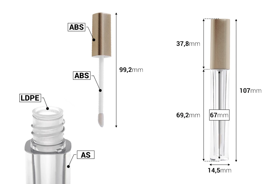 Providna tubica 4mL za sjaj za usne sa zlatnim zatvaračem - 6 kom Providna tubica 4mL za sjaj za usne sa zlatnim zatvaračem - 6 kom