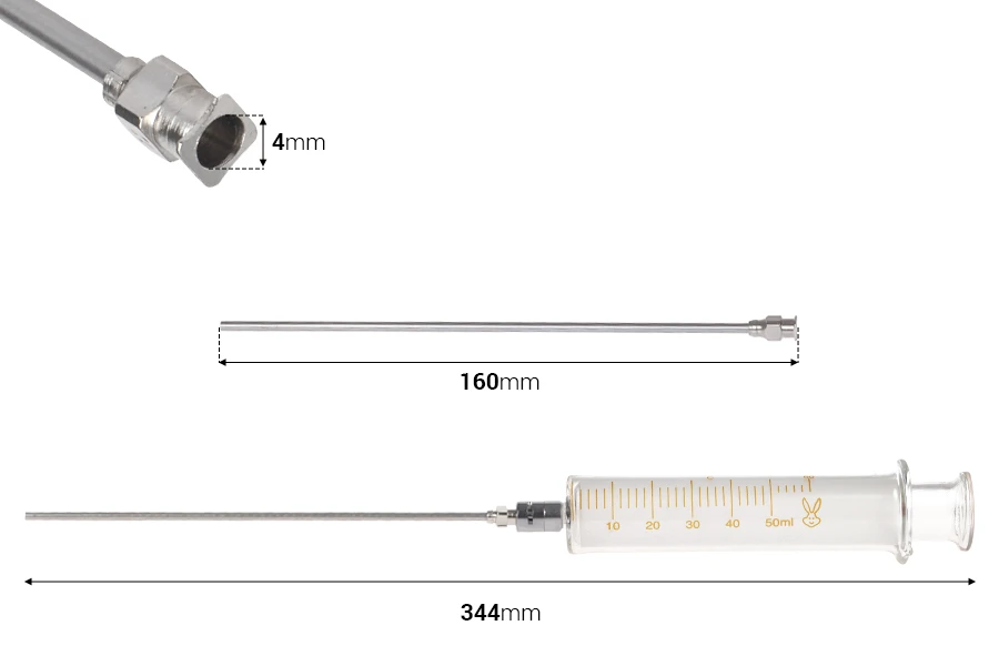 Stakleni špric 50ml sa metalnim vrhom i metalnom iglom Stakleni špric 50ml sa metalnim vrhom i metalnom iglom