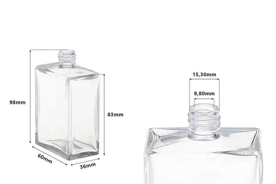 Četvrtasta pljosnata bočica 100mL za parfem, 18/415