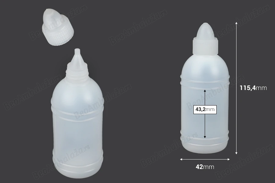 Plastična flašica 100mL, za aceton ili svetu vodicu -12 kom-dimenzije_slike