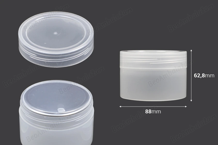 Plastična poluprozirna kutijica 210mL za kremu sa zatvaračem i međupoklopcem - 10kom-dimenzije_slike