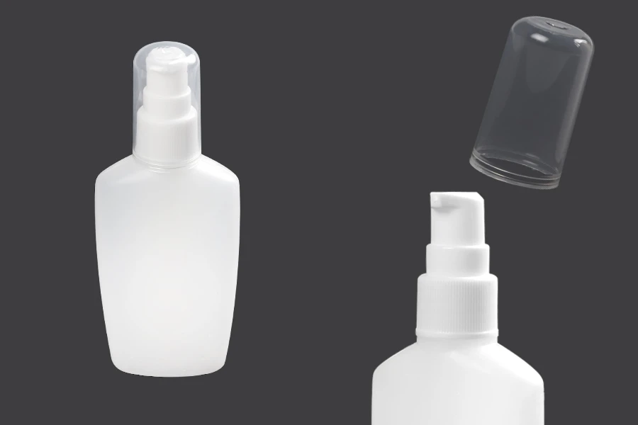 Plastična poluprovidna bočica 60mL sa pumpicom i providnim zatvaračem - 12 kom