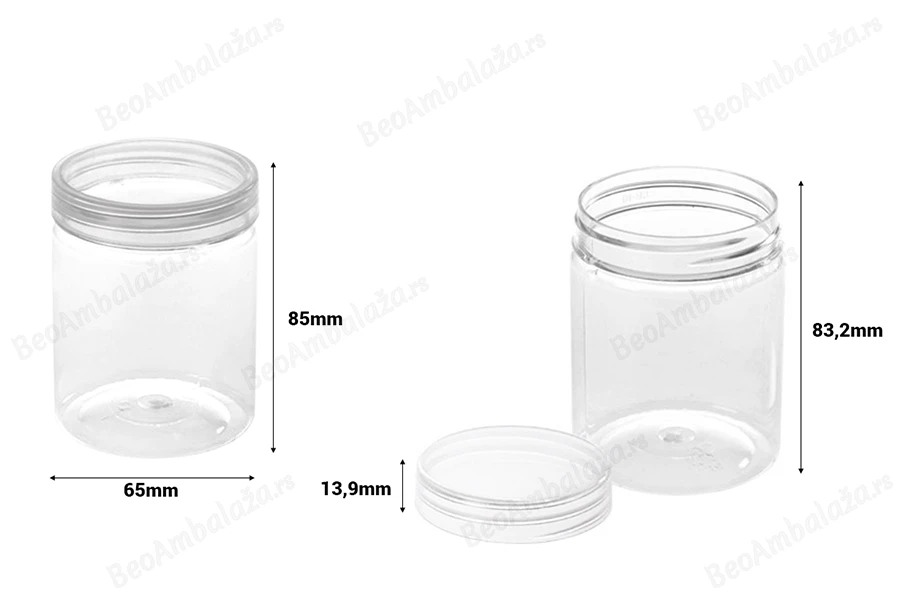Plastična providna PET kutijica 200mL, sa zatvaračem - 12 kom-dimenzije_slike