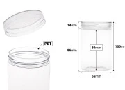 Plastična PET kutija 250mL sa providnim zatvaračem - 12 kom-dimenzije_slike