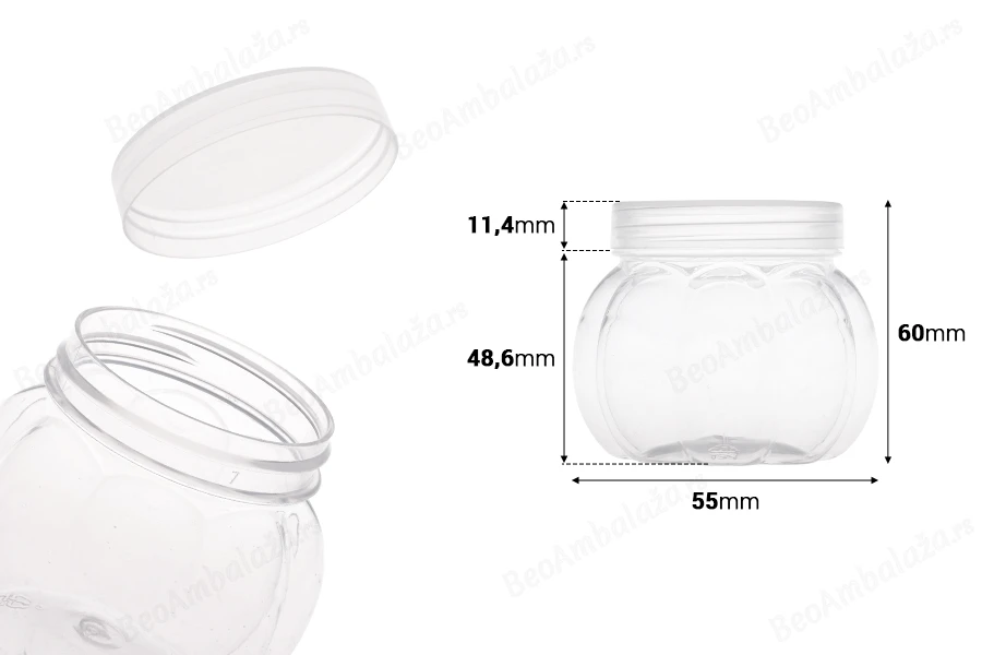 Plastična providna PET kutijica 150mL sa providnim poklopcem - 12 kom-dimenzije_slike