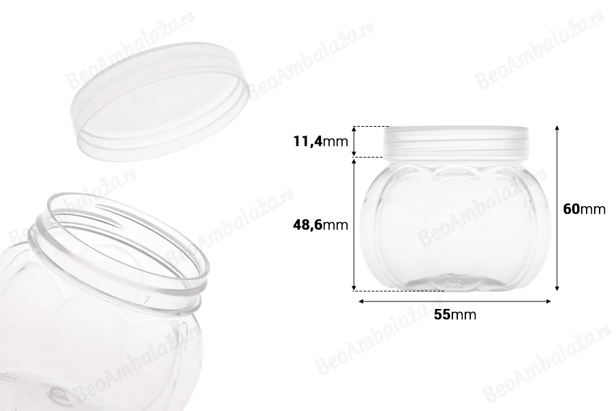 Plastična providna PET kutijica 150mL sa providnim poklopcem - 12 kom-dimenzije_slike