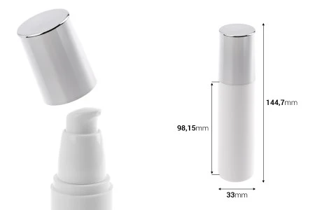 Airless bela bočica 50mL za kreme sa srebrnim zatvaračem-2