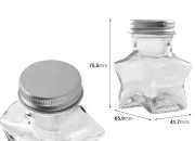 Staklena teglica 60mL u obliku zvezde sa aluminijumskim zatvaračem sa zaptivkom, u srebrnoj boji-dimenzije_slike