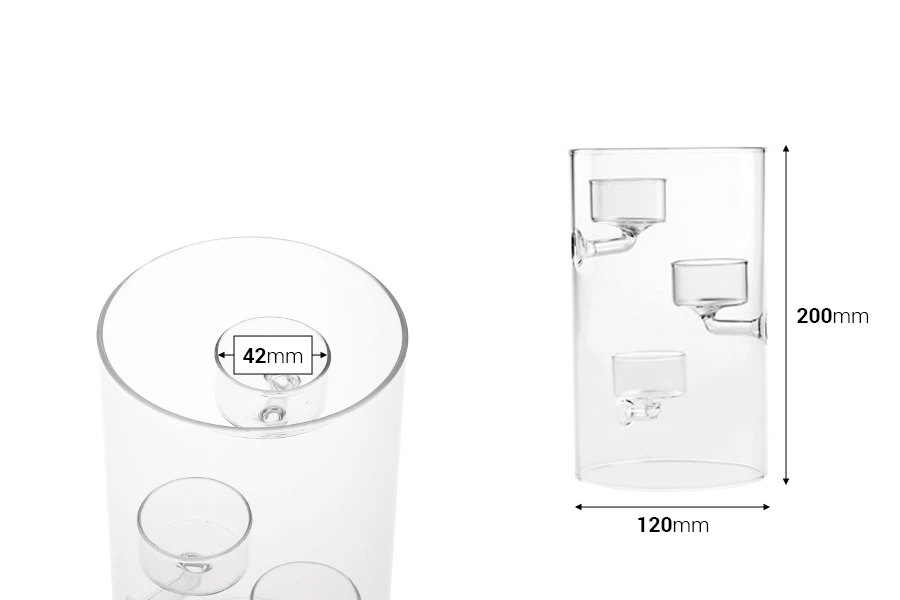 Dekorativni svećnjak od duvanog stakla za 3 sveće, 20x12cm-dimenzije_slike