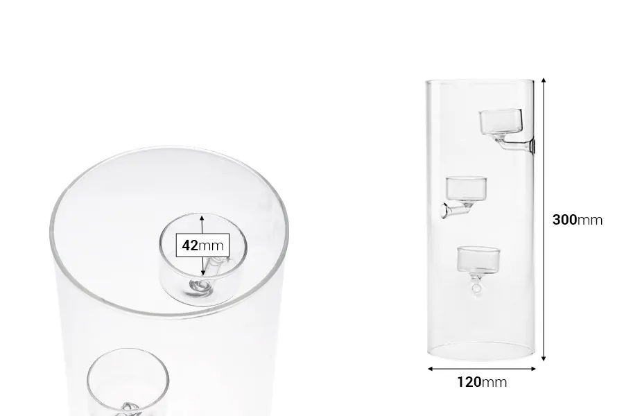 Dekorativni stakleni svećnjak za 3 sveće, 30x12cm-dimenzije_slike