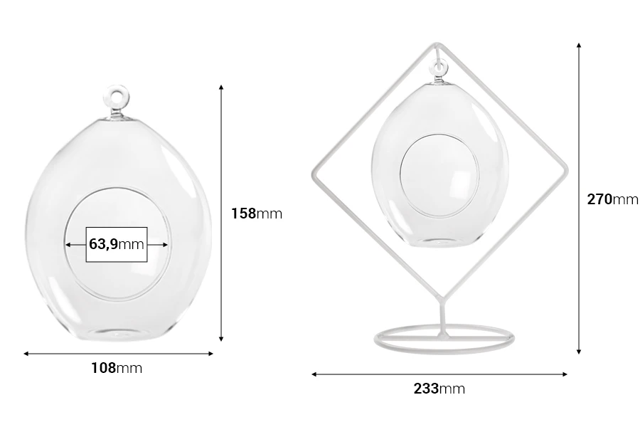 Stakleni dekorativni svećnjak sa belom metalnom osnovom-dimenzije_slike