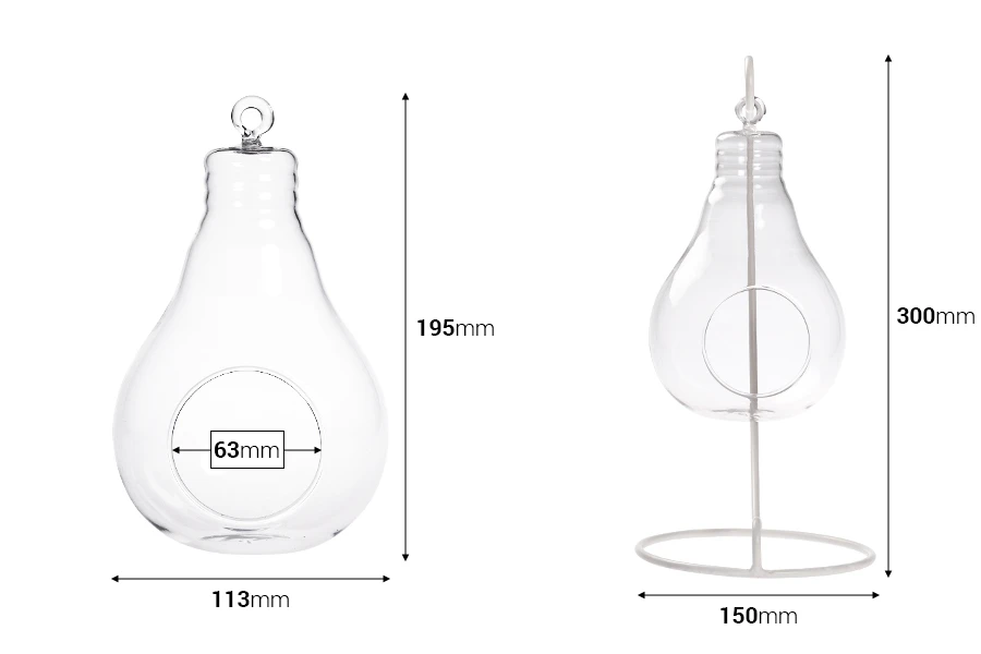 Dekorativni svećnjak, ukrasno staklo u obliku sijalice sa belim metalnim postoljem-dimenzije_slike