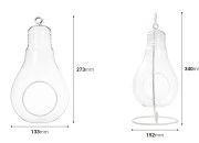 Ukrasno staklo u obliku lampe, privezak   na  belom metalnom postolju