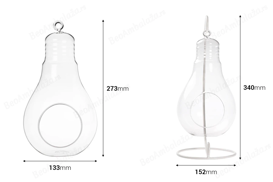Ukrasno staklo u obliku lampe, privezak   na  belom metalnom postolju-dimenzije_slike