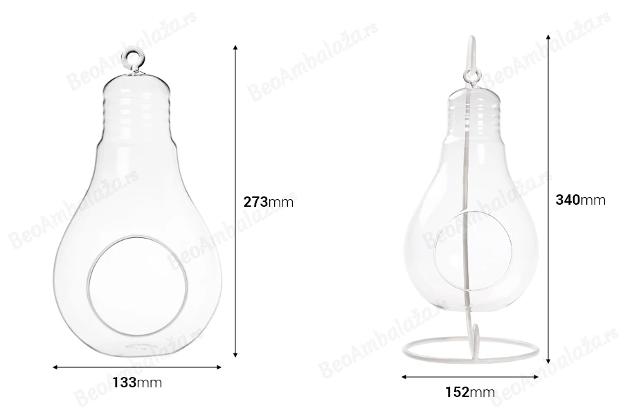 Ukrasno staklo u obliku lampe, privezak   na  belom metalnom postolju-dimenzije_slike