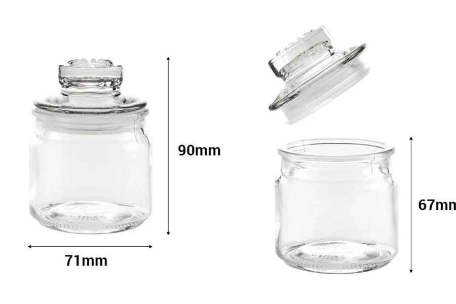 Staklena tegla 150mL sa staklenim poklopcem za hermetičko zatvaranje-dimenzije_slike