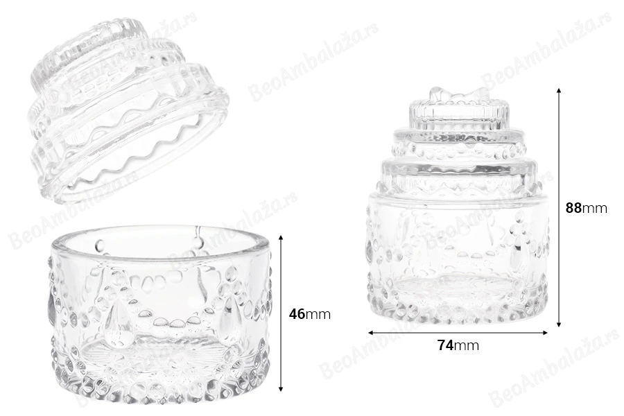 Okrugla staklena reljefasta fondanjerica 100mL, sa poklopcem-dimenzije_slike