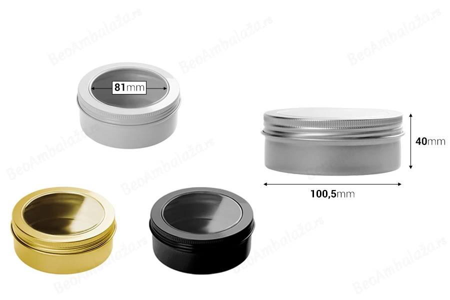 Aluminjumska kutija 250mL sa prozorom na poklopcu - 12 kom-dimenzije_slike
