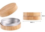 Aluminijumska kutijica 100 ml spoljašnji deo od bambusa sa unutrašnjom zaptivkom u zatvaraču – 6 kom Aluminijumska kutijica 100 ml spoljašnji deo od bambusa sa unutrašnjom zaptivkom u zatvaraču – 6 kom