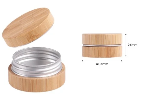 Aluminijumska kutijica 15 ml spoljašnji deo od bambusa sa unutrašnjom zaptivkom u zatvaraču – 12 kom-2