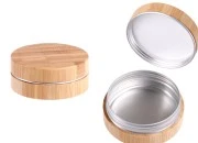 Aluminijumska kutijica 60 ml spoljašnji deo od bambusa sa unutrašnjom zaptivkom u zatvaraču – 12 kom Aluminijumska kutijica 60 ml spoljašnji deo od bambusa sa unutrašnjom zaptivkom u zatvaraču – 12 kom