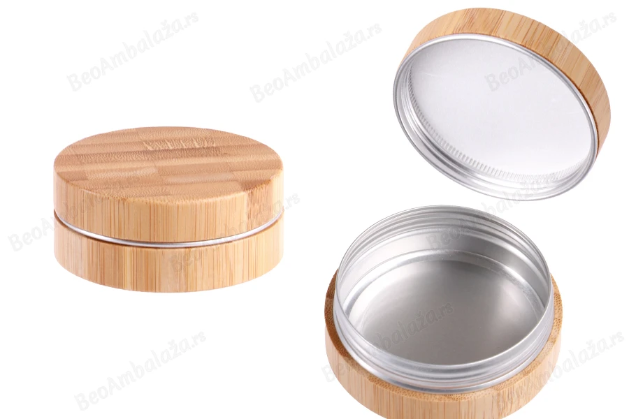 Aluminijumska kutijica 60 ml spoljašnji deo od bambusa sa unutrašnjom zaptivkom u zatvaraču-slika_proizvoda