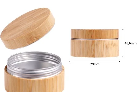Aluminijumska kutijica 80 ml spoljašnji deo od bambusa sa unutrašnjom zaptivkom u zatvaraču – 6 kom-2