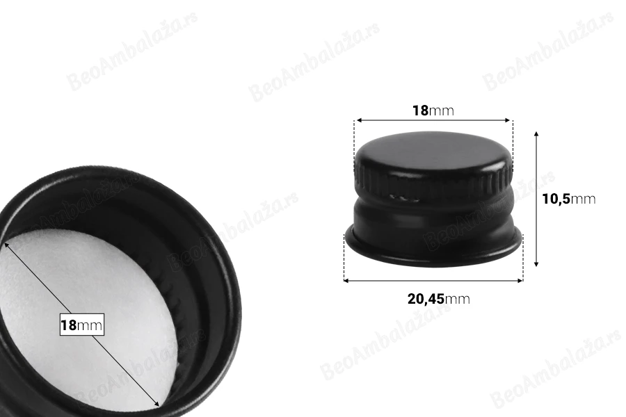 Navojni aluminijumski zatvarač 18 x 10,5 sa lajnerom-dimenzije_slike