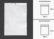 Plastična zip kesica 240x340mm sa belom zadnjom i providnom prednjom stranom i rupom za kačenje - 100 kom