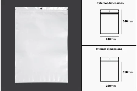Plastična zip kesica 240x340mm sa belom zadnjom i providnom prednjom stranom i rupom za kačenje - 100 kom-2