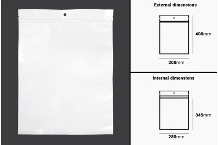 Plastična zip kesica 300x400mm sa belom zadnjom i providnom prednjom stranom i rupom za kačenje - 100 kom-2