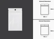 Plastična zip kesica 80x130mm sa belom zadnjom i providnom prednjom stranom i rupom za kačenje - 100 kom-dimenzije_slike